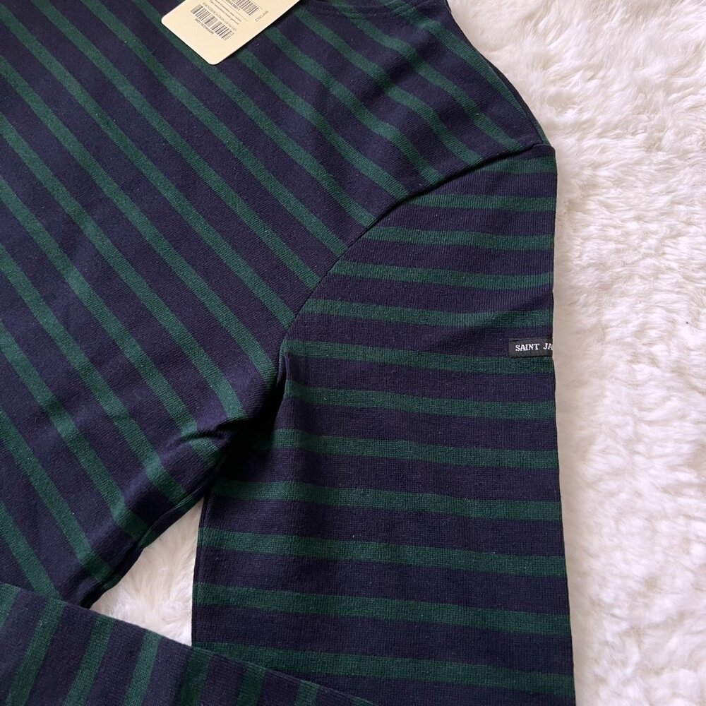 NWT - Saint James Meridien Stripe Unisex T-shirt - Navy/Fin - Picture 4 of 5
